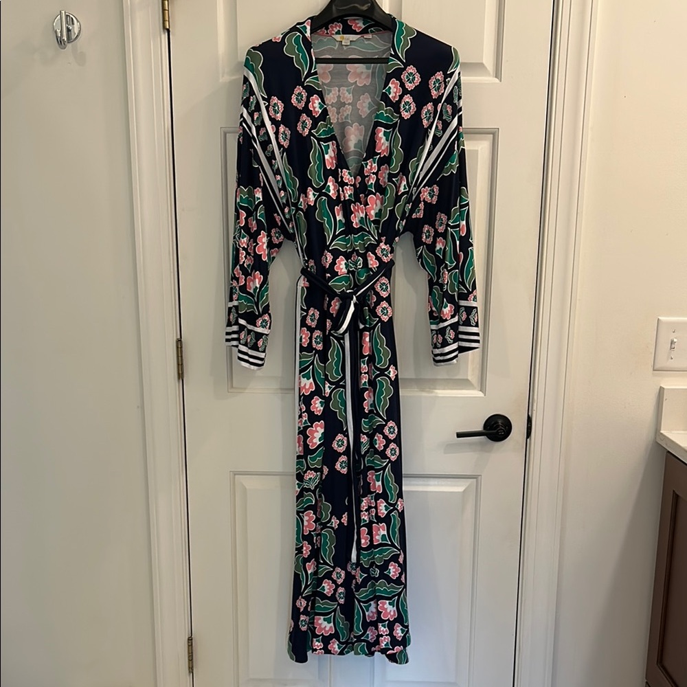 Boden Floral Maxi Dress - Navy, Pink, Green 16/18